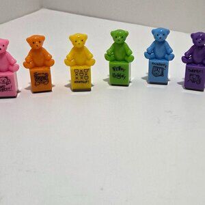 Colorful set of 6 small bear stamps